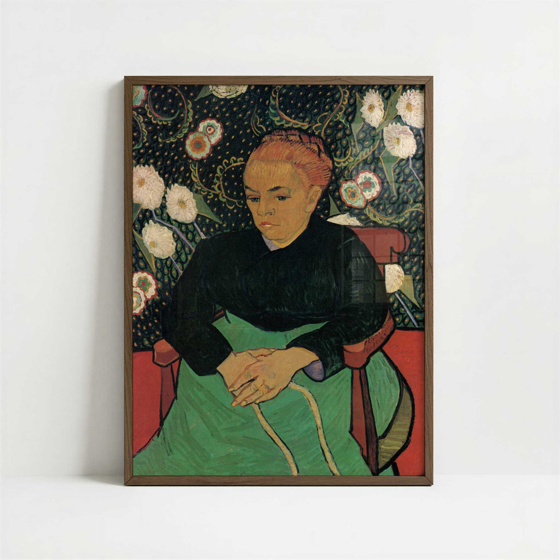 La Berceuse (1889) by Vincent van Gogh – Art Print - Art print in dark wood frame
