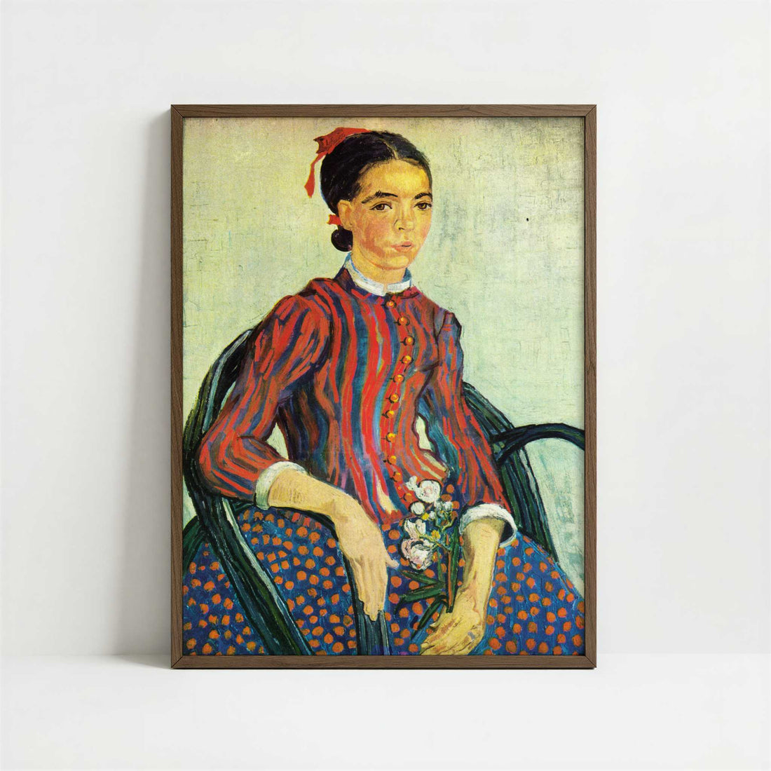 La Mousmé (1888) by Vincent van Gogh – Art Print - Art print in dark wood frame