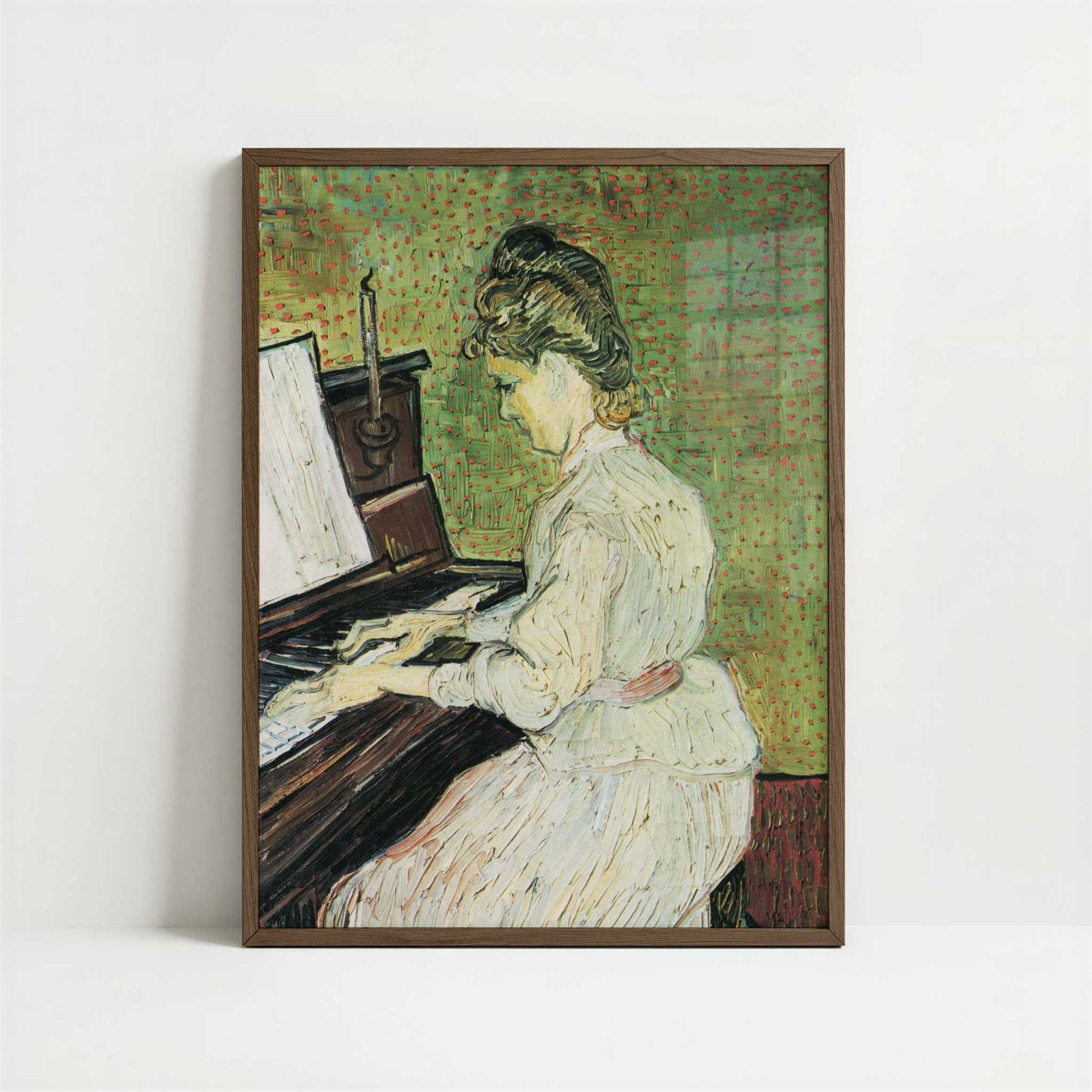 Marguerite Gachet at the Piano (1890) by Van Gogh – Art Print - Art print in dark wood frame