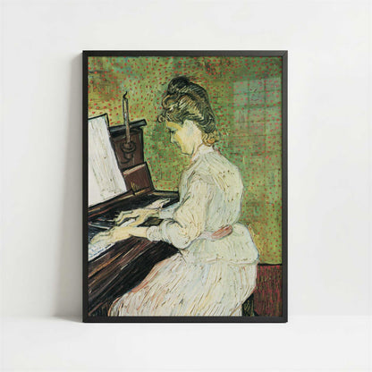 Marguerite Gachet at the Piano (1890) by Van Gogh – Art Print - Art print in black frame