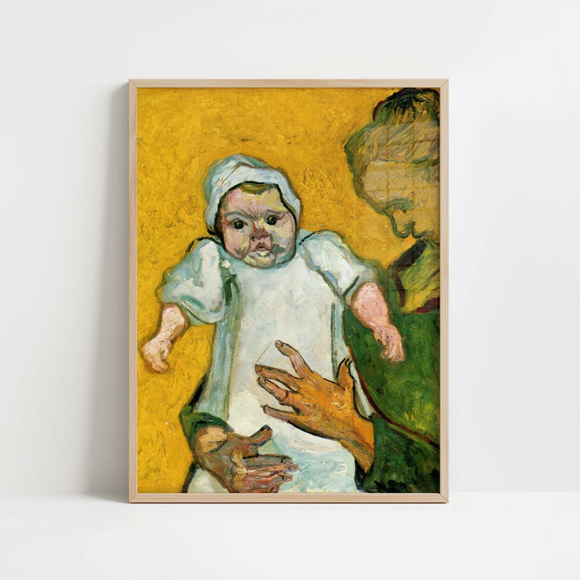 Mme Roulin & Her Baby (1888) by Vincent van Gogh – Art Print - Art print in oak frame