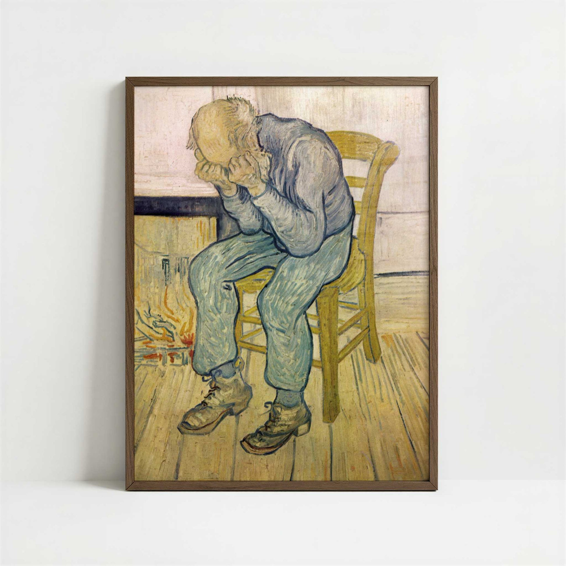 Old Man in Sorrow (1890) by Van Gogh – Art Print - Art print in dark wood frame