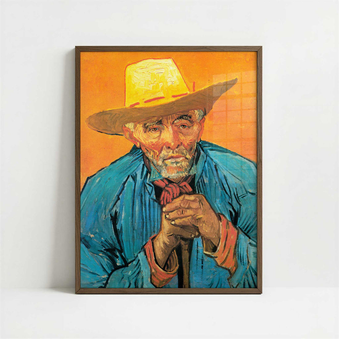 Old Peasant Patience Escalier (1888) by Vincent van Gogh – Art Print - Art print in dark wood frame