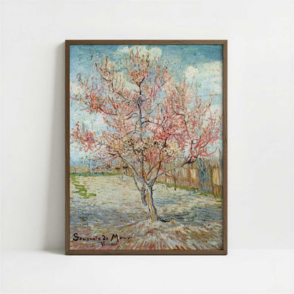 Peach Trees in Blossom (1888) by Van Gogh – Art Print - Art print in dark wood frame