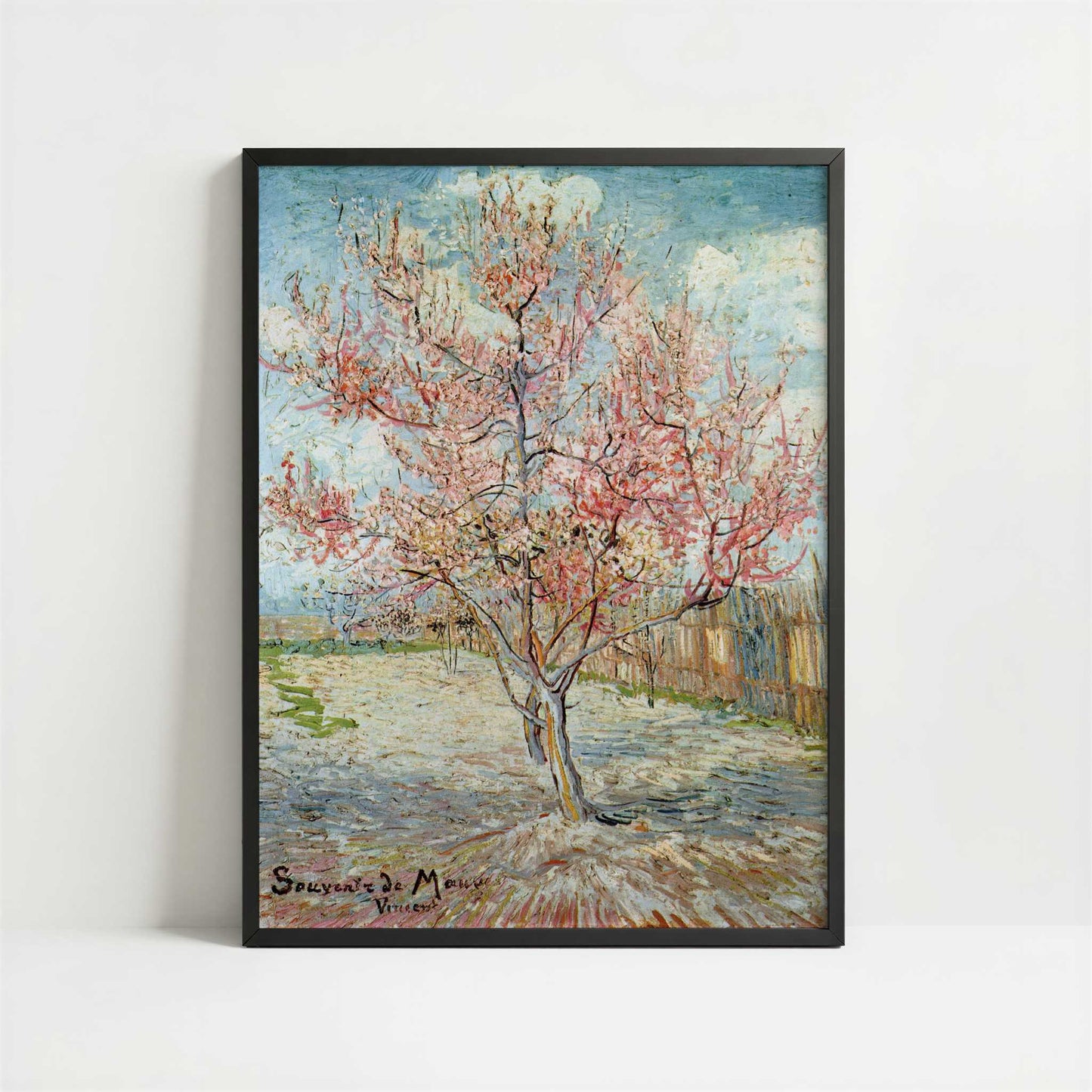 Peach Trees in Blossom (1888) by Van Gogh – Art Print - Art print in black frame