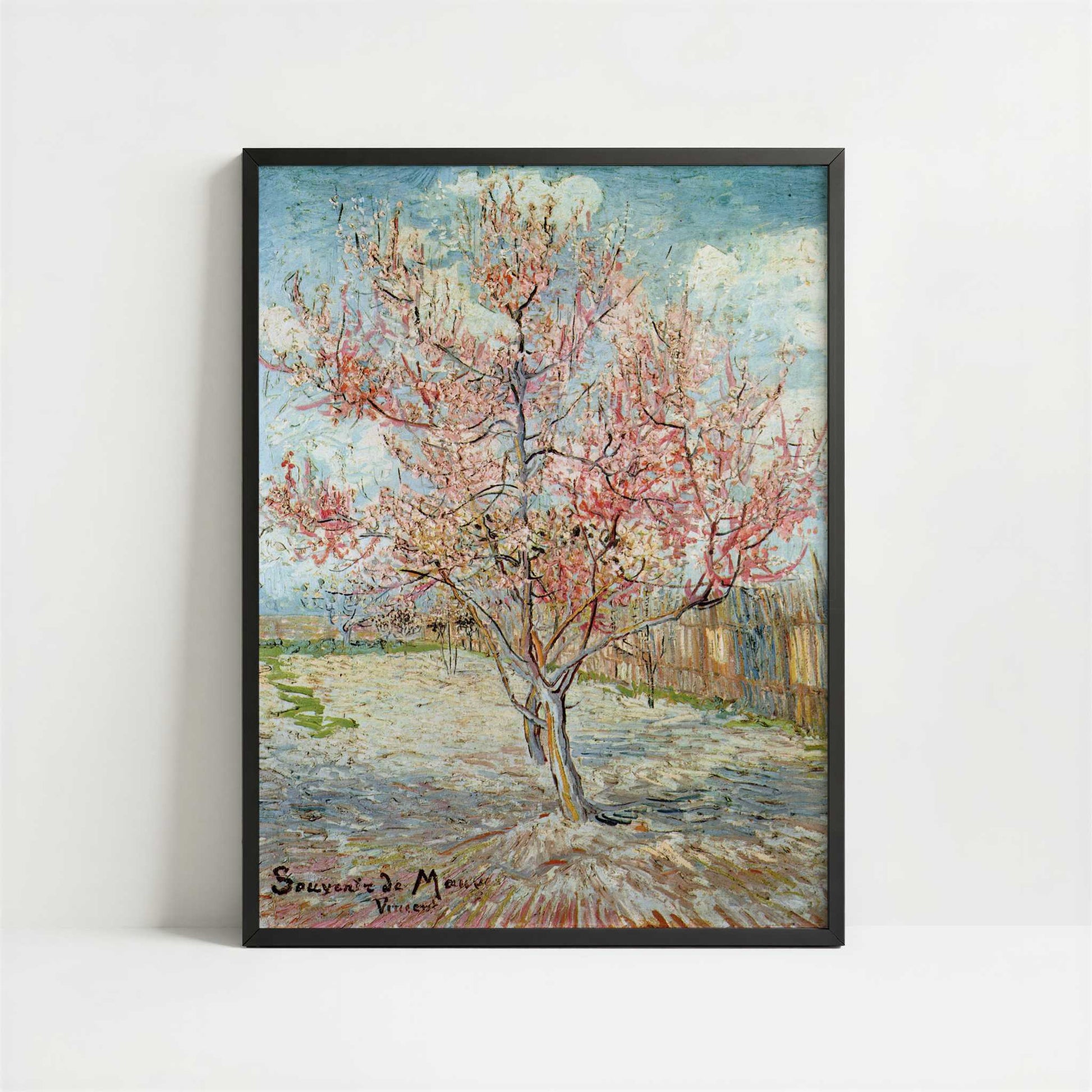 Peach Trees in Blossom (1888) by Van Gogh – Art Print - Art print in black frame