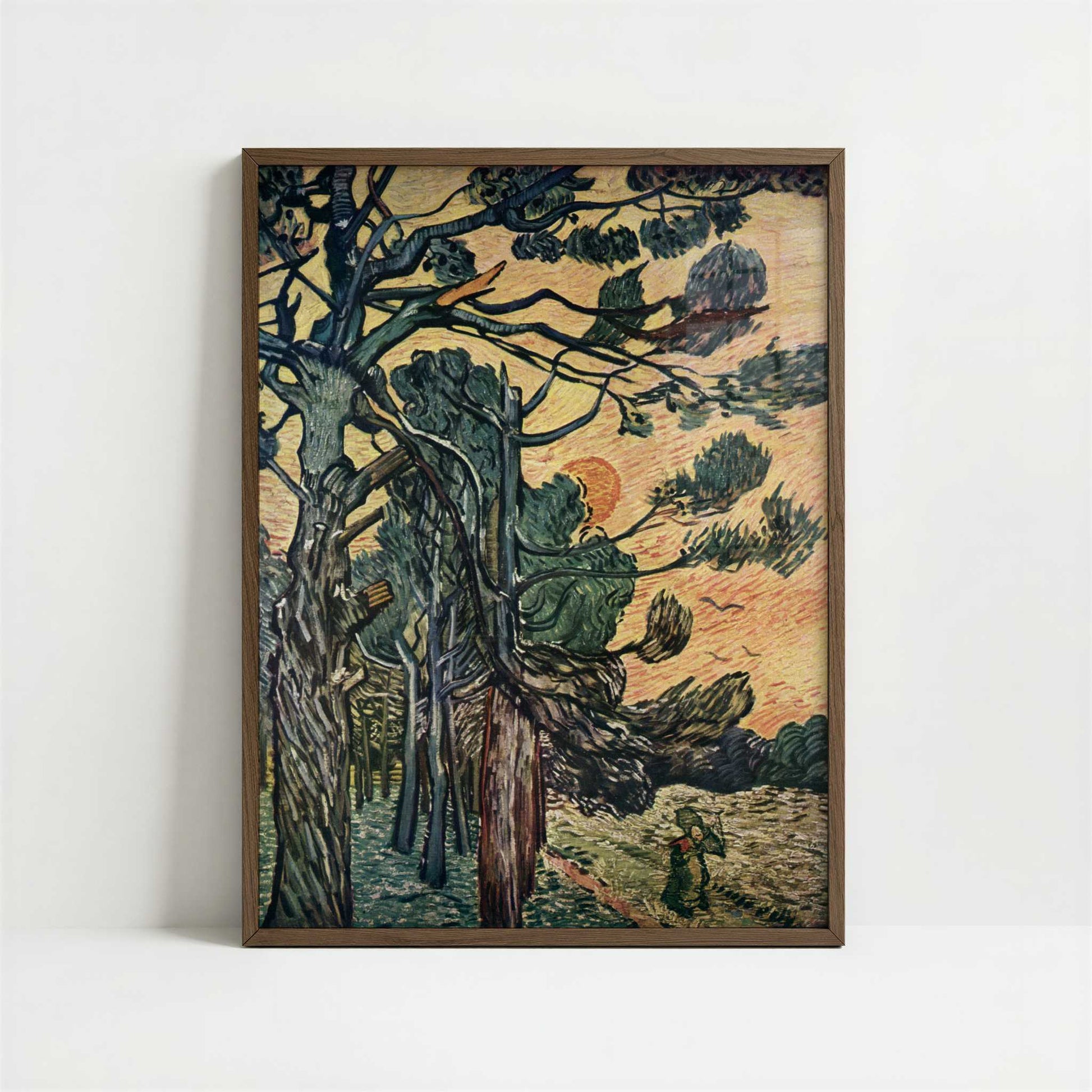 Pine Trees (1889) by Vincent van Gogh – Art Print - Art print in dark wood frame