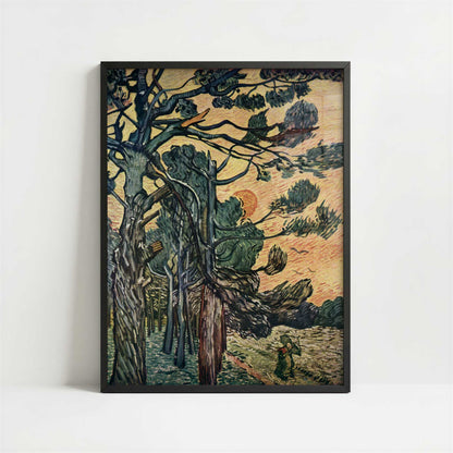 Pine Trees (1889) by Vincent van Gogh – Art Print - Art print in black frame