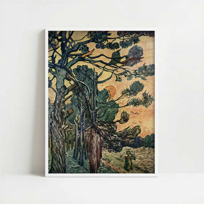Pine Trees (1889) by Vincent van Gogh – Art Print - Art print in white frame
