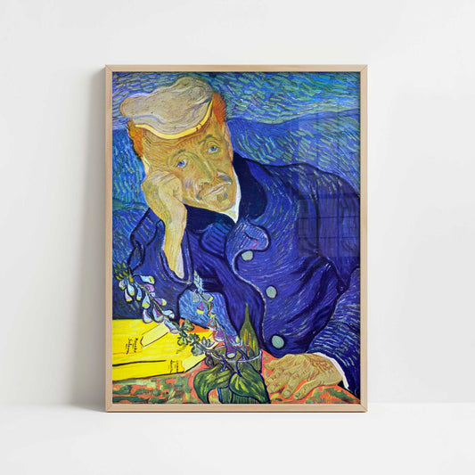 Portrait of Dr. Gachet (1890) by Van Gogh – Art Print - Art print in oak frame