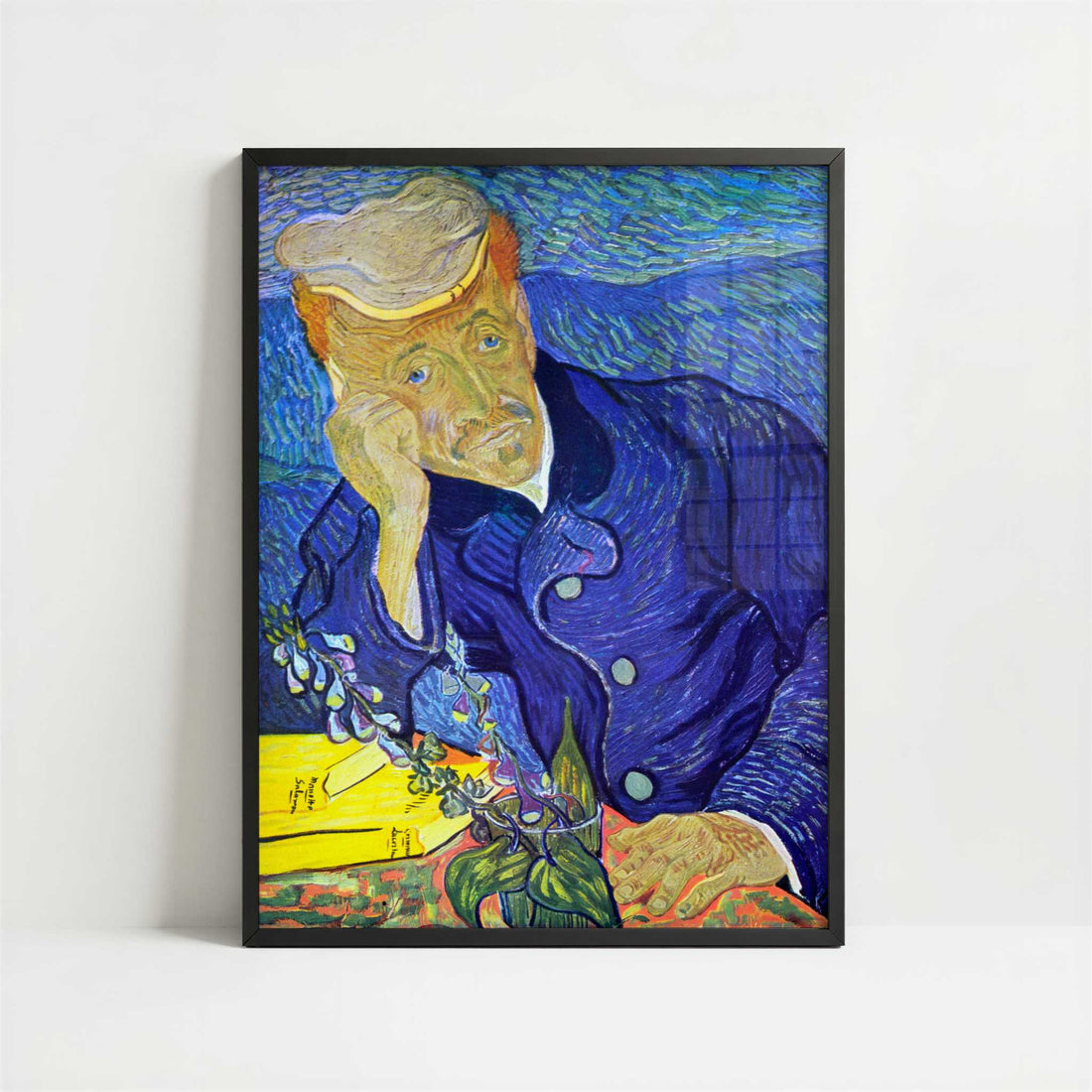 Portrait of Dr. Gachet (1890) by Van Gogh – Art Print - Art print in black frame