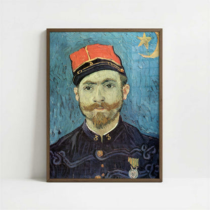 Portrait of Milliet (1888) by Vincent van Gogh – Art Print - Art print in dark wood frame