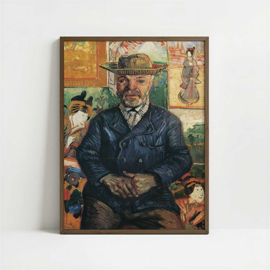 Portrait of Pere Tanguy (1887–88) by Vincent van Gogh – Art Print - Art print in dark wood frame