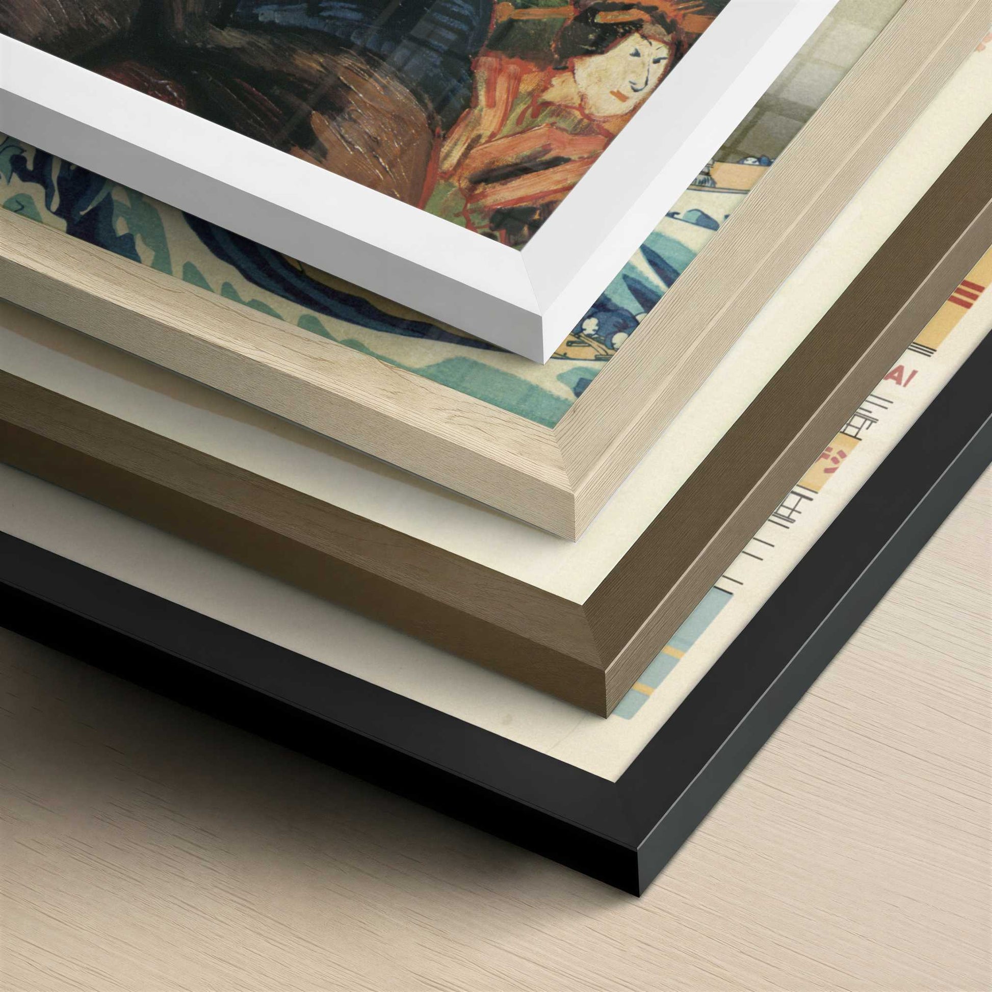 Portrait of Pere Tanguy (1887–88) by Vincent van Gogh – Art Print - Close-up detail of the different frames