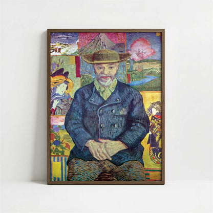 Portrait of Pere Tanguy (1887) by Vincent van Gogh – Art Print - Art print in dark wood frame