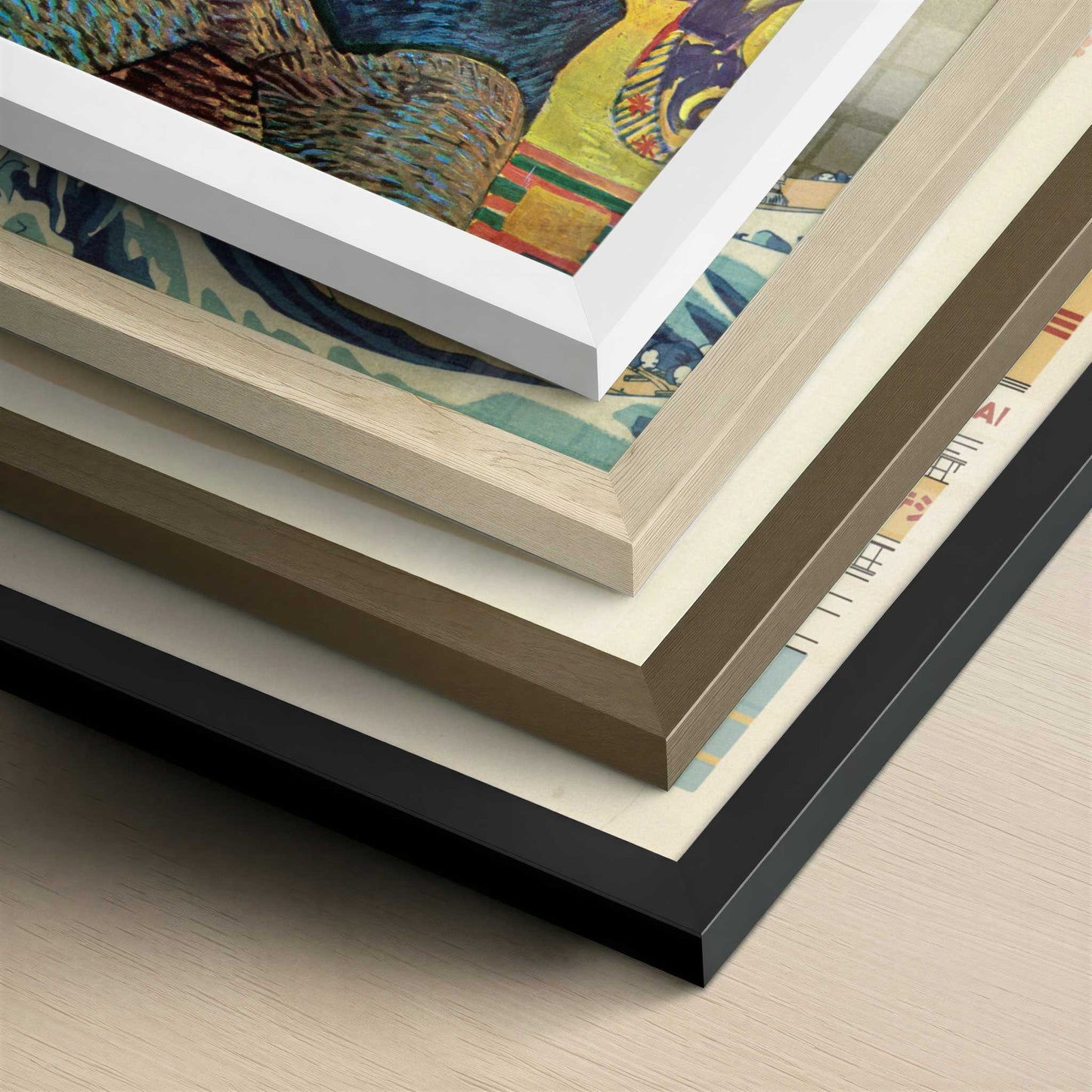 Portrait of Pere Tanguy (1887) by Vincent van Gogh – Art Print - Close-up detail of the different frames