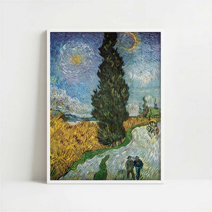Road with Cypresses (1890) by Vincent van Gogh – Art Print - Art print in white frame