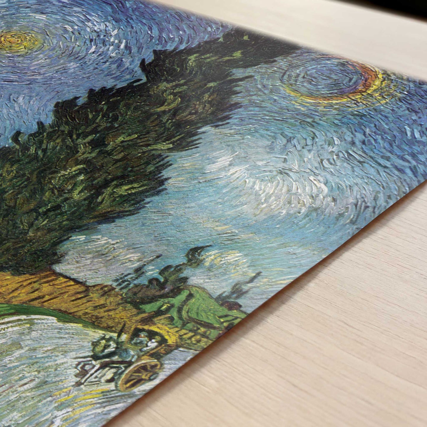 Road with Cypresses (1890) by Vincent van Gogh – Art Print - Close-up detail of the art print