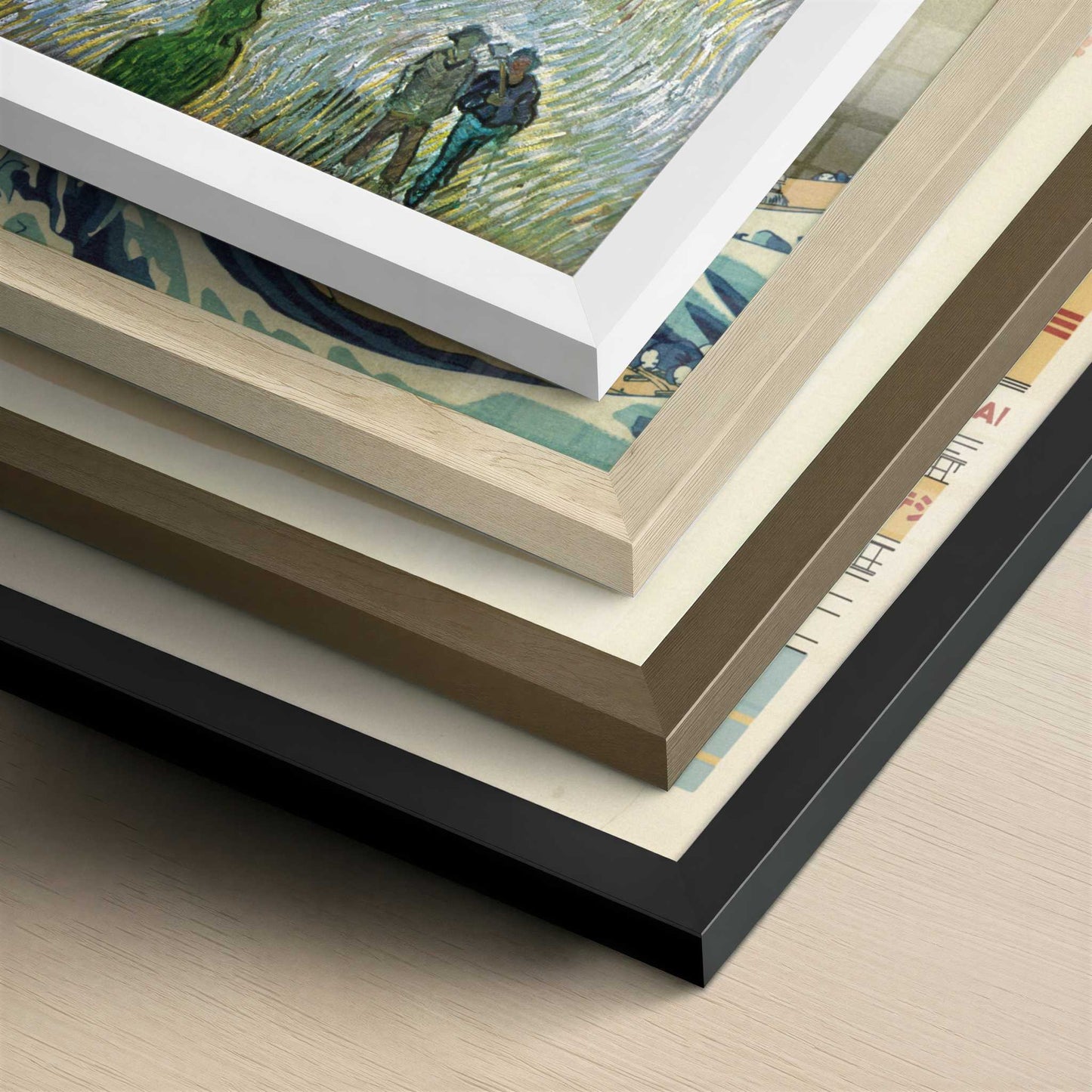 Road with Cypresses (1890) by Vincent van Gogh – Art Print - Close-up detail of the different frames