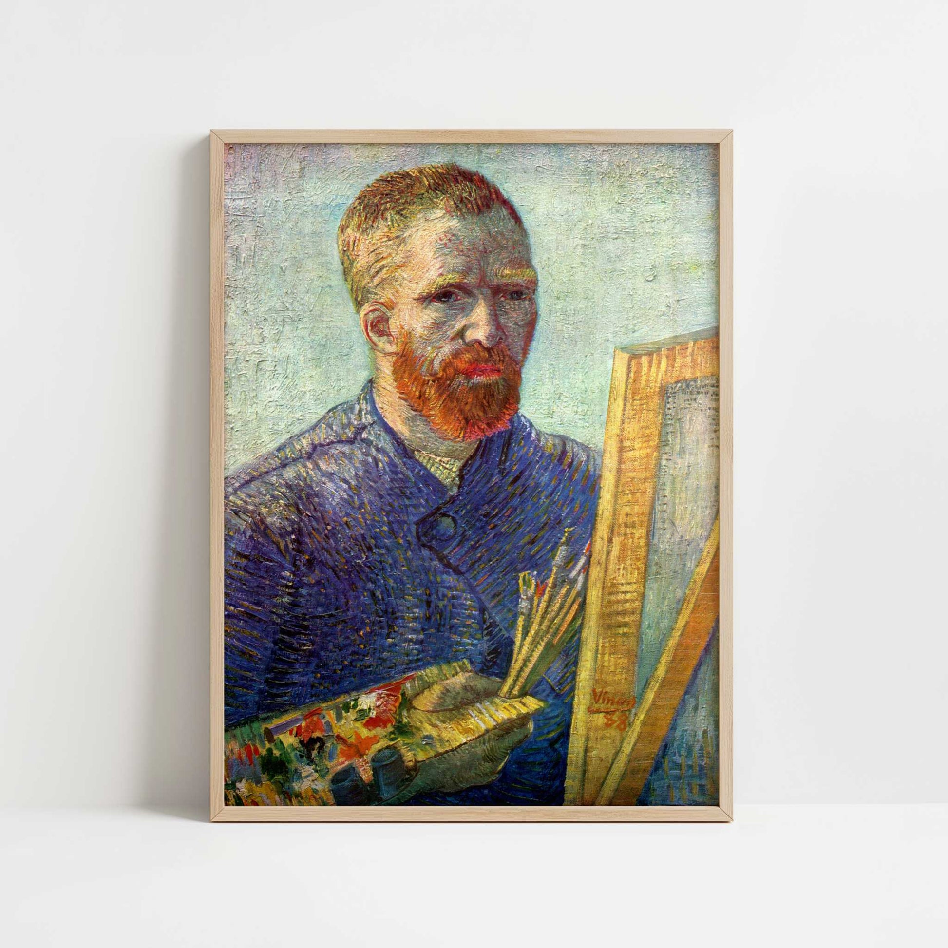 Self-portrait at Easel (1888) by Vincent van Gogh – Art Print - Art print in oak frame