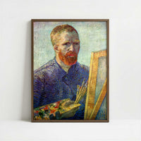 Self-portrait at Easel (1888) by Vincent van Gogh – Art Print - Art print in dark wood frame