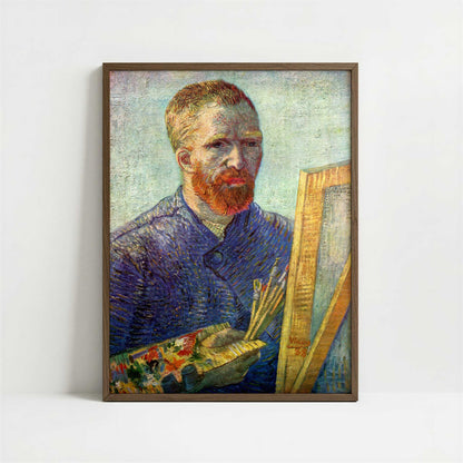 Self-portrait at Easel (1888) by Vincent van Gogh – Art Print - Art print in dark wood frame