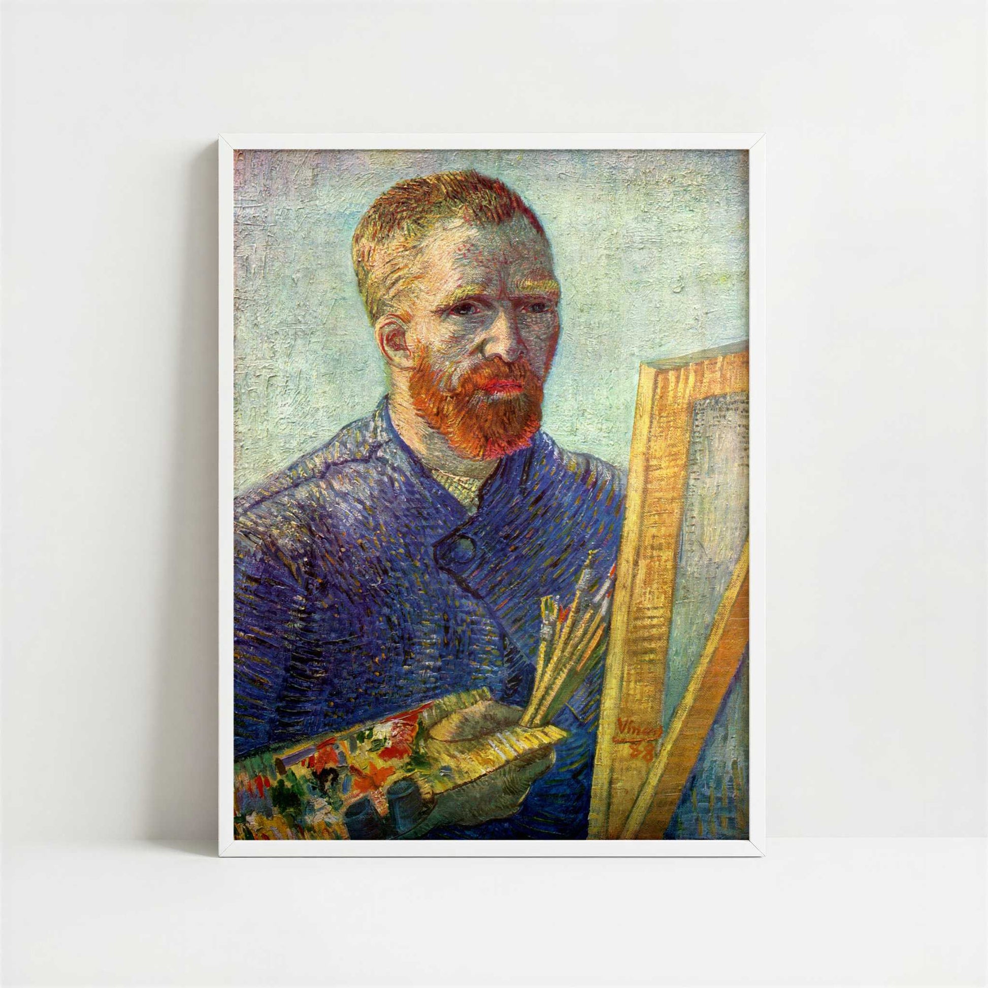 Self-portrait at Easel (1888) by Vincent van Gogh – Art Print - Art print in white frame
