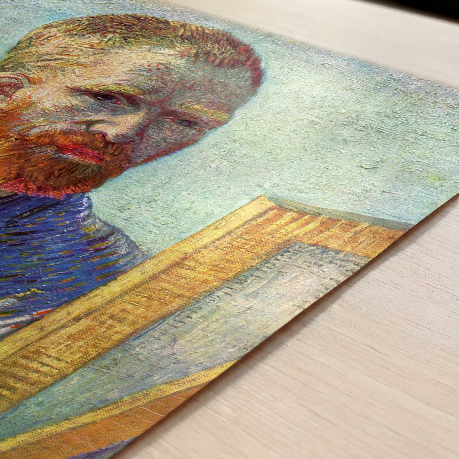 Self-portrait at Easel (1888) by Vincent van Gogh – Art Print - Close-up detail of the art print