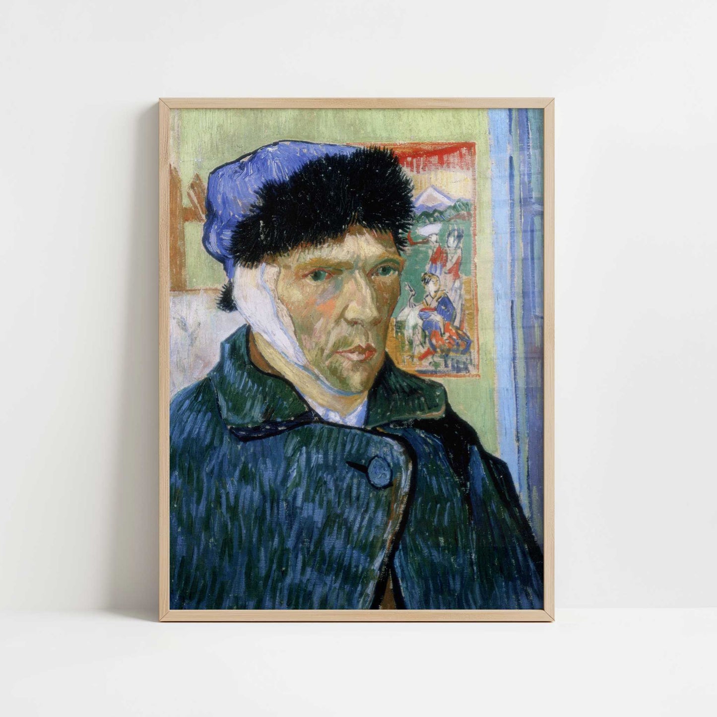 Self-portrait with Bandaged Ear (1889) by Vincent van Gogh – Art Print - Art print in oak frame