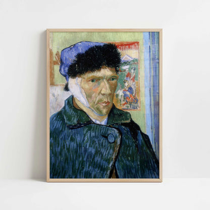 Self-portrait with Bandaged Ear (1889) by Vincent van Gogh – Art Print - Art print in oak frame