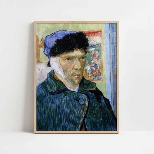 Self-portrait with Bandaged Ear (1889) by Vincent van Gogh – Art Print - Art print in oak frame