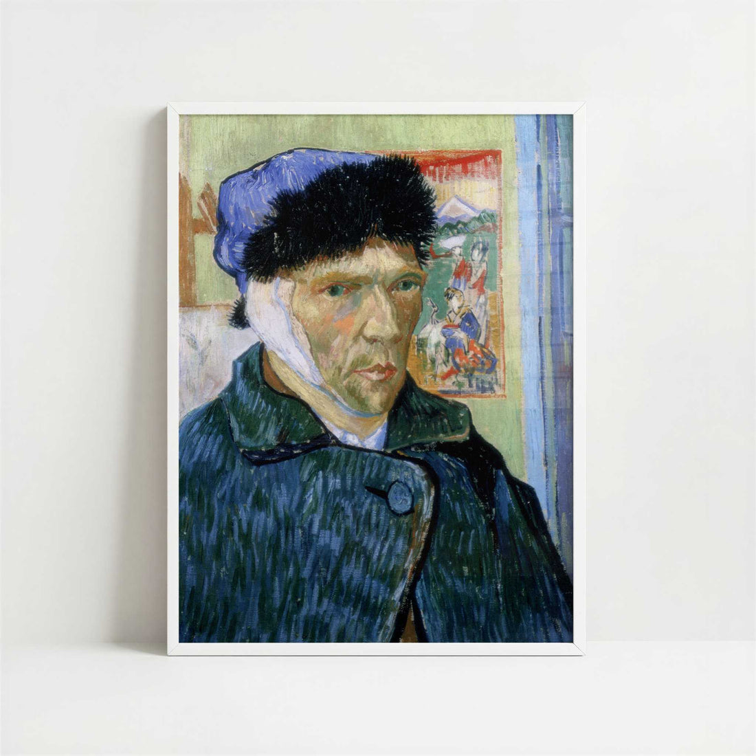 Self-portrait with Bandaged Ear (1889) by Vincent van Gogh – Art Print - Art print in white frame