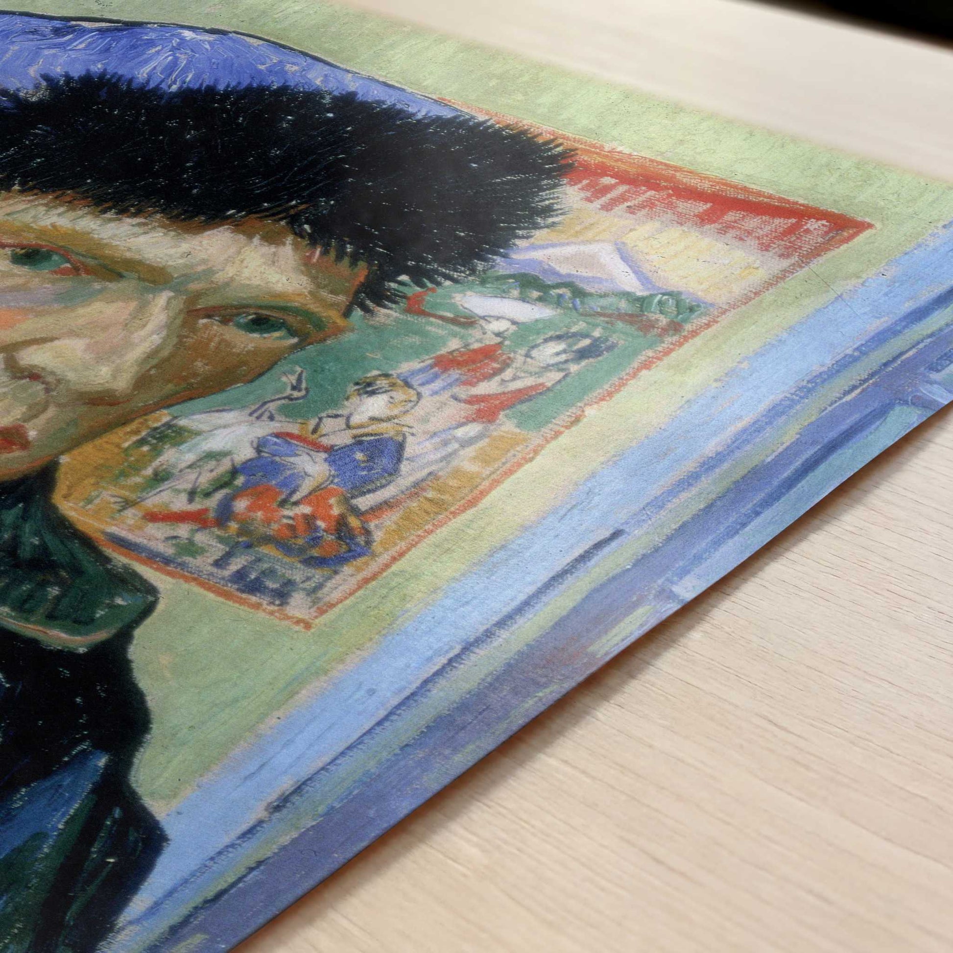 Self-portrait with Bandaged Ear (1889) by Vincent van Gogh – Art Print - Close-up detail of the art print