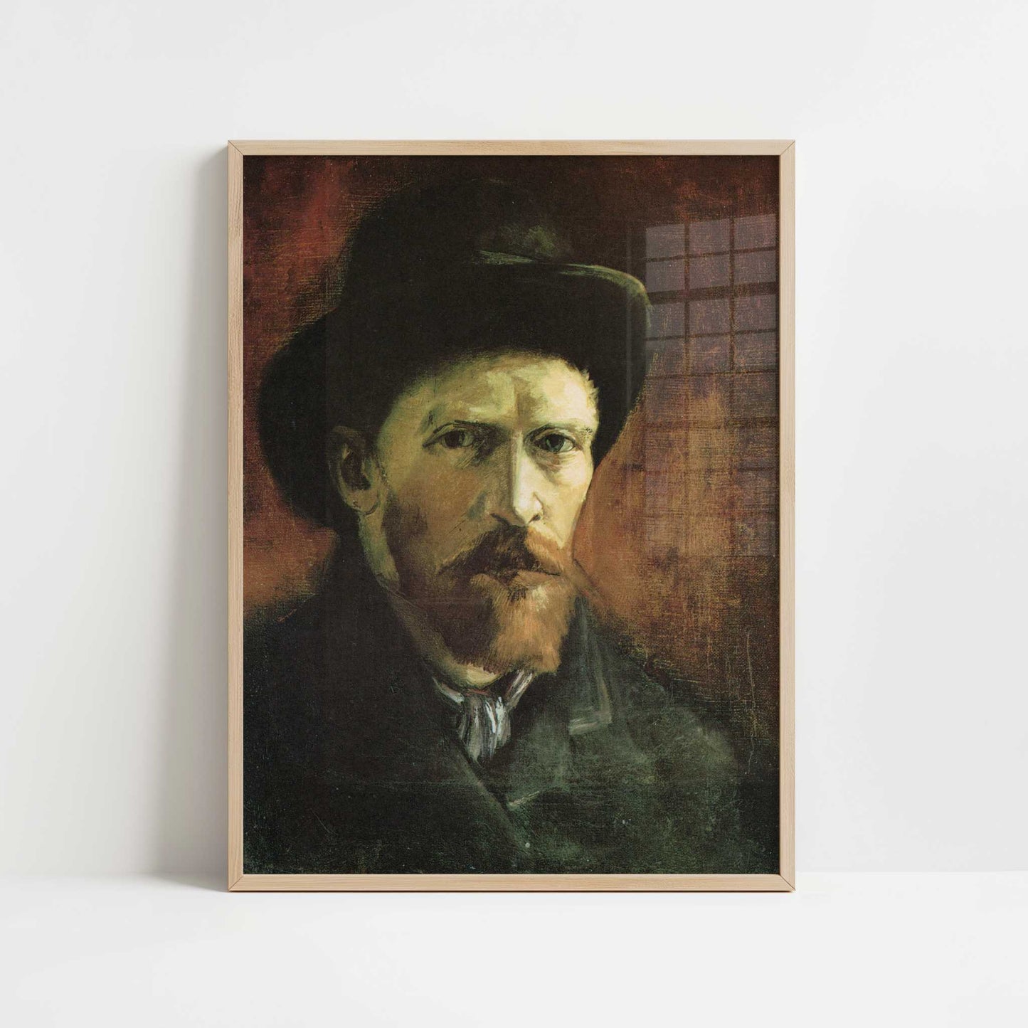 Self-portrait with Dark Felt Hat (1886) by Vincent van Gogh – Art Print - Art print in oak frame