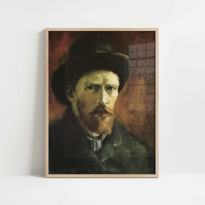 Self-portrait with Dark Felt Hat (1886) by Vincent van Gogh – Art Print - Art print in oak frame