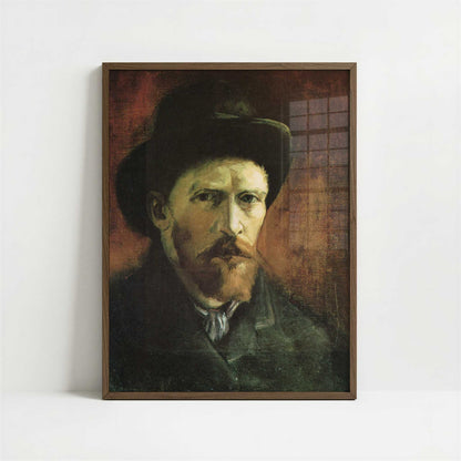 Self-portrait with Dark Felt Hat (1886) by Vincent van Gogh – Art Print - Art print in dark wood frame