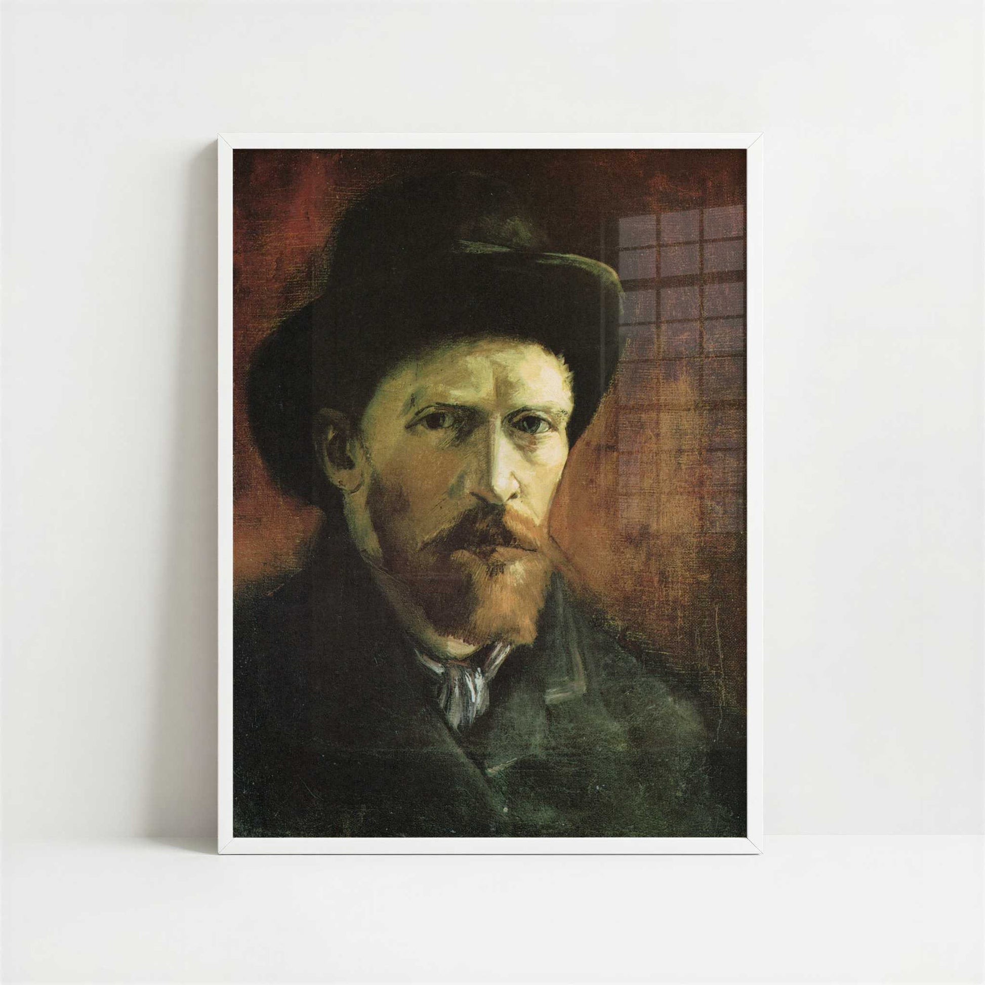 Self-portrait with Dark Felt Hat (1886) by Vincent van Gogh – Art Print - Art print in white frame