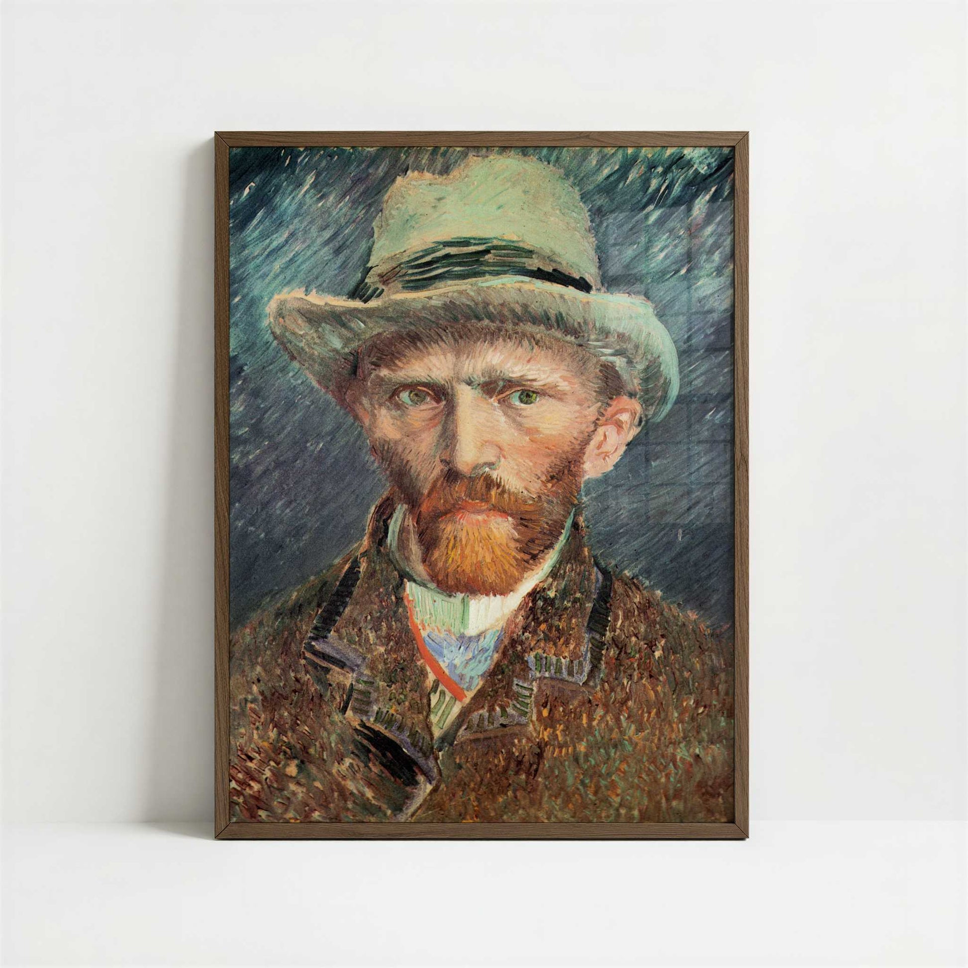 Self-portrait with Grey Felt Hat (1887) by Vincent van Gogh – Art Print - Art print in dark wood frame