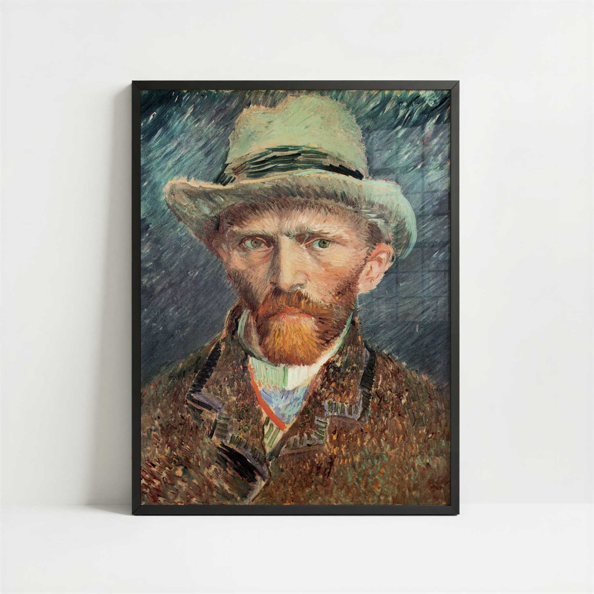 Self-portrait with Grey Felt Hat (1887) by Vincent van Gogh – Art Print - Art print in black frame