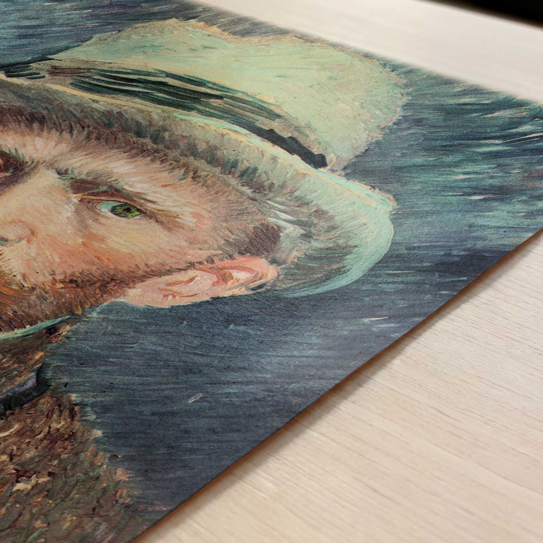 Self-portrait with Grey Felt Hat (1887) by Vincent van Gogh – Art Print - Close-up detail of the art print