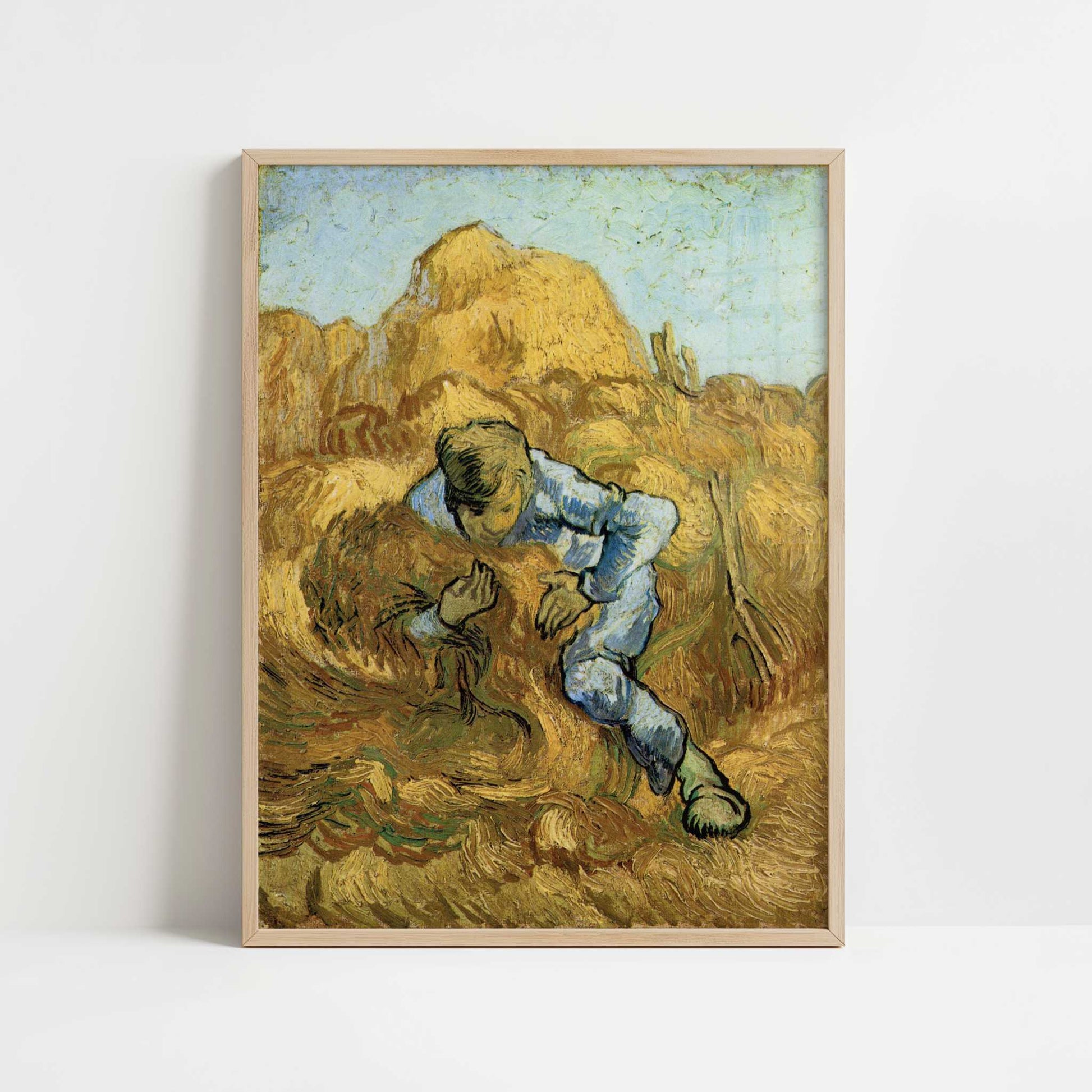 Sheaf Binder (1889) by Vincent van Gogh – Art Print - Art print in oak frame