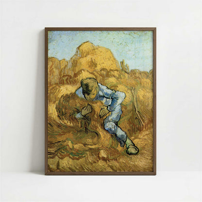 Sheaf Binder (1889) by Vincent van Gogh – Art Print - Art print in dark wood frame