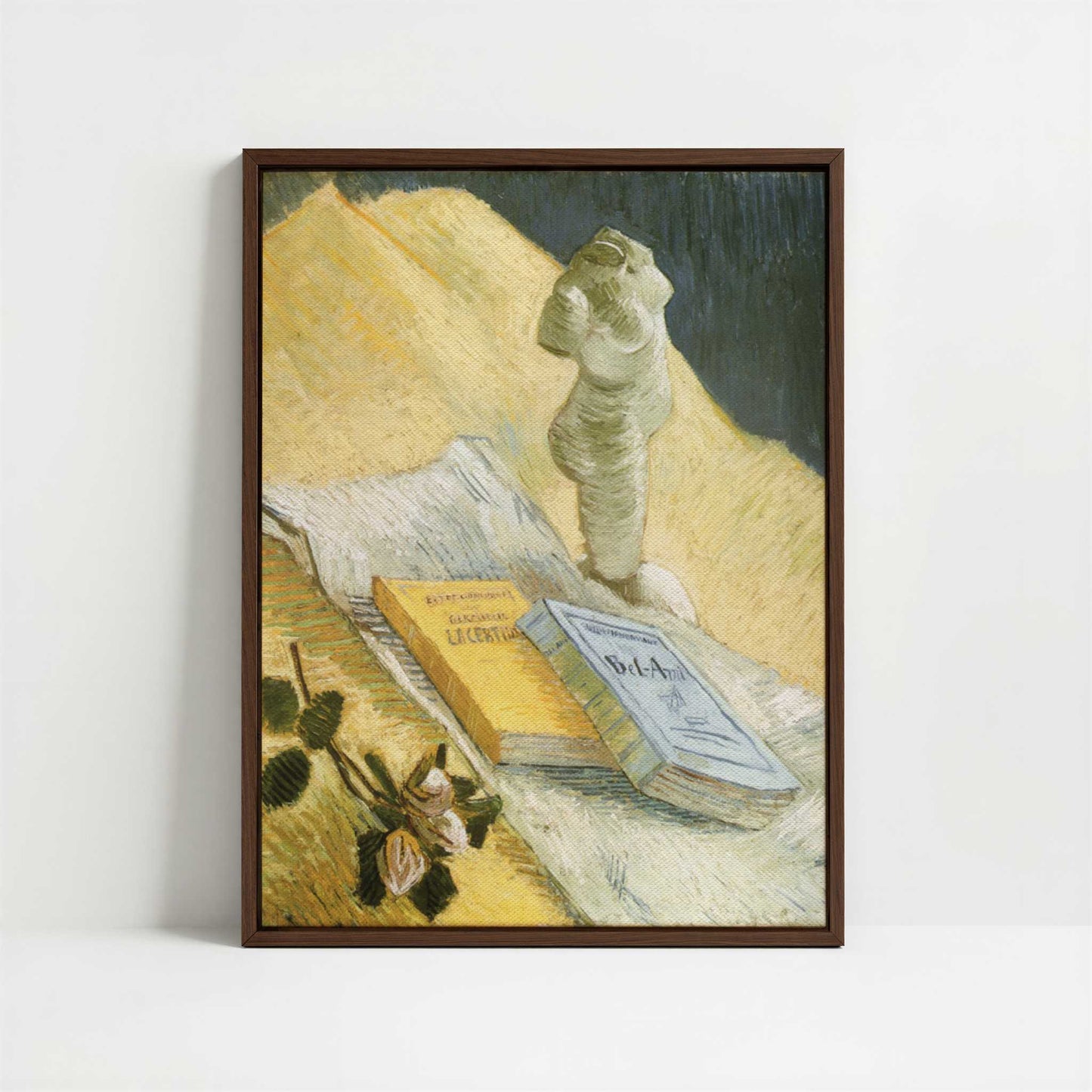 Framed Canvas - Framed canvas in dark wood color frame