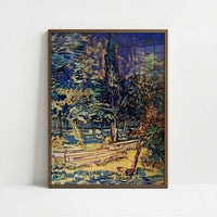 Stone Steps at the Hospital Garden (1889) by Van Gogh – Art Print - Art print in dark wood frame