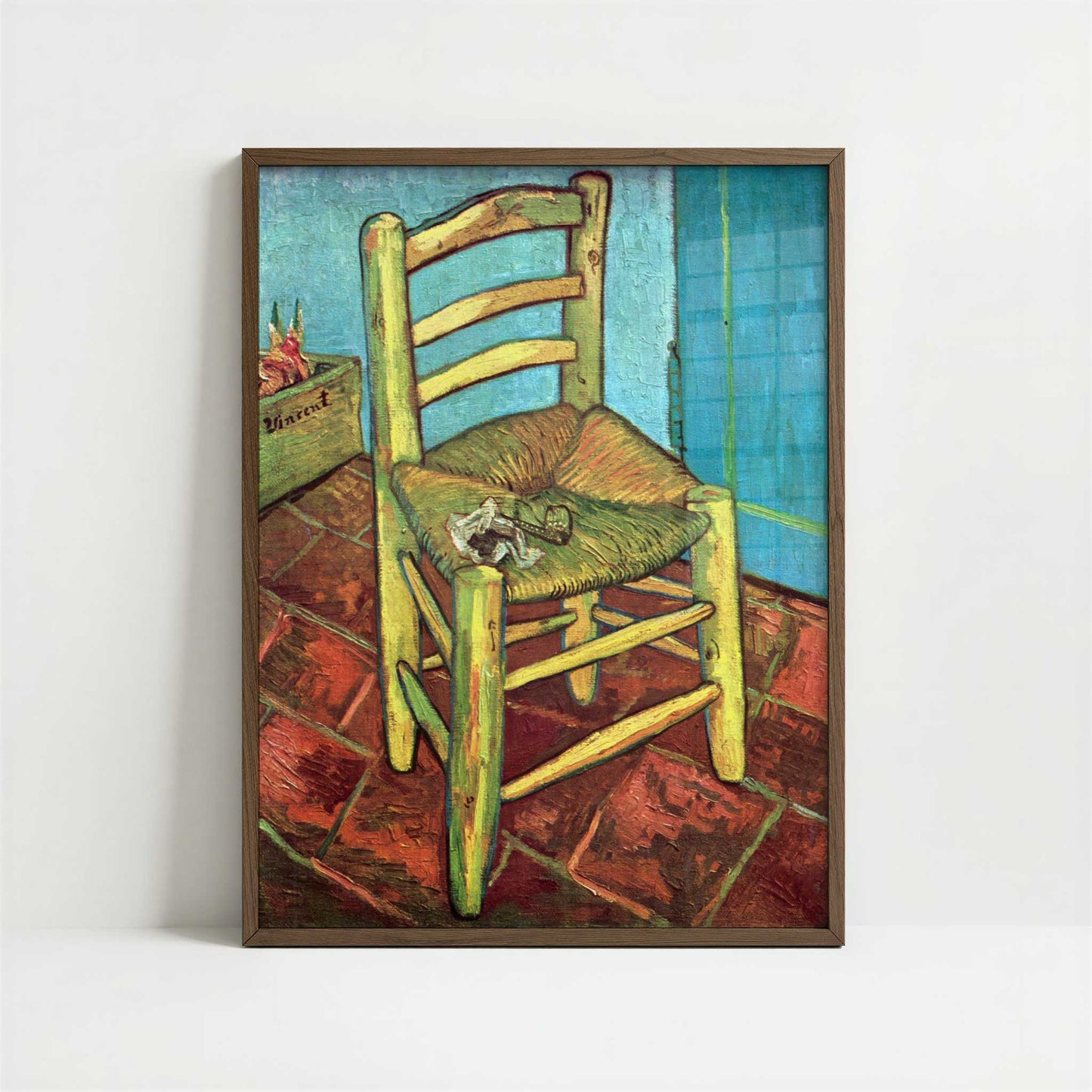 The Yellow Chair with Pipe (1888) by Vincent van Gogh – Art Print - Art print in dark wood frame