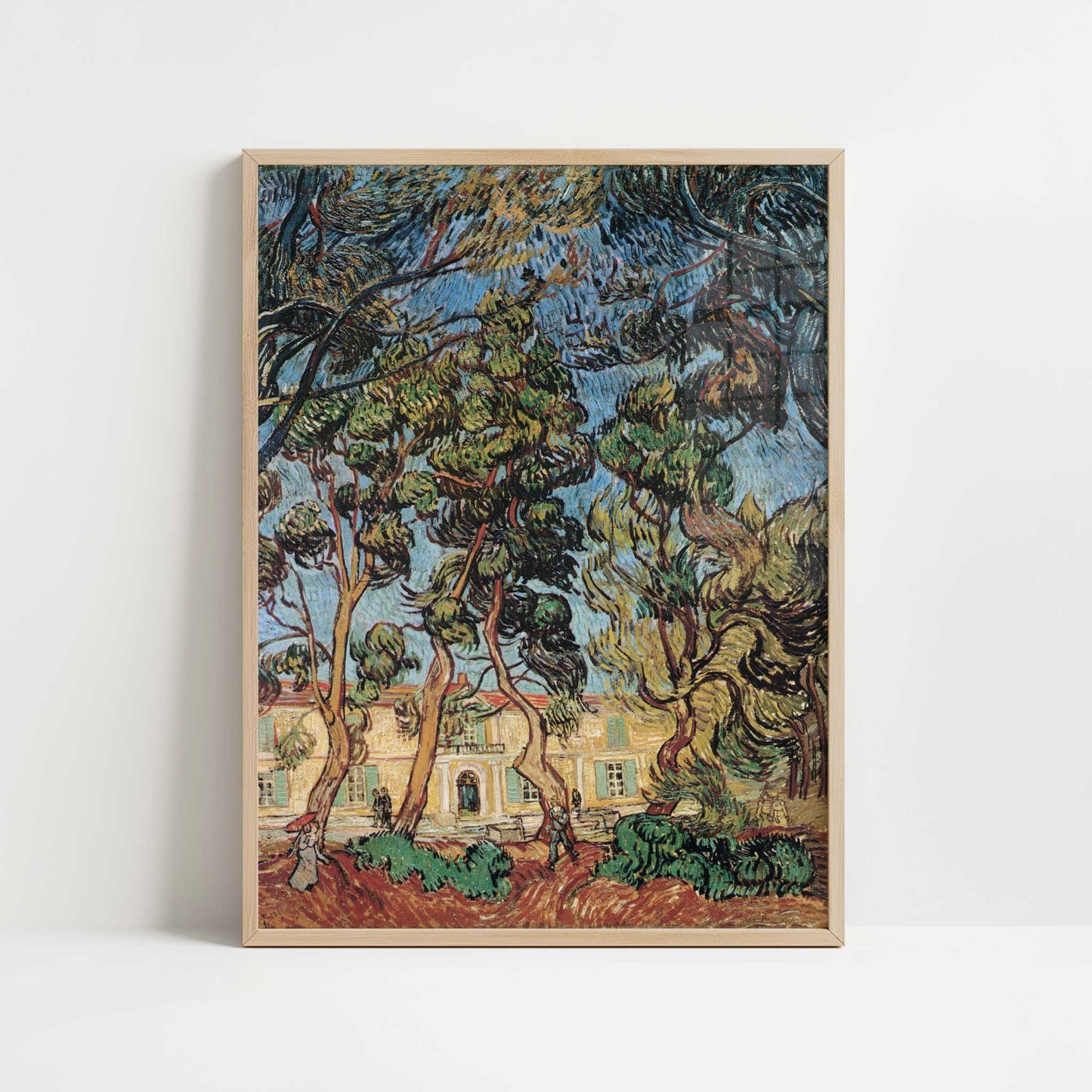 Trees in Front of the Asylum (1889) by Vincent van Gogh – Art Print - Art print in oak frame
