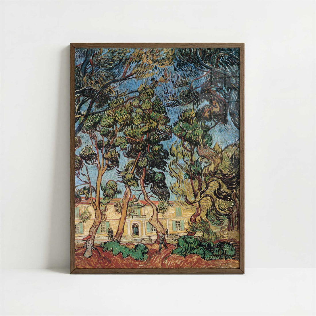 Trees in Front of the Asylum (1889) by Vincent van Gogh – Art Print - Art print in dark wood frame
