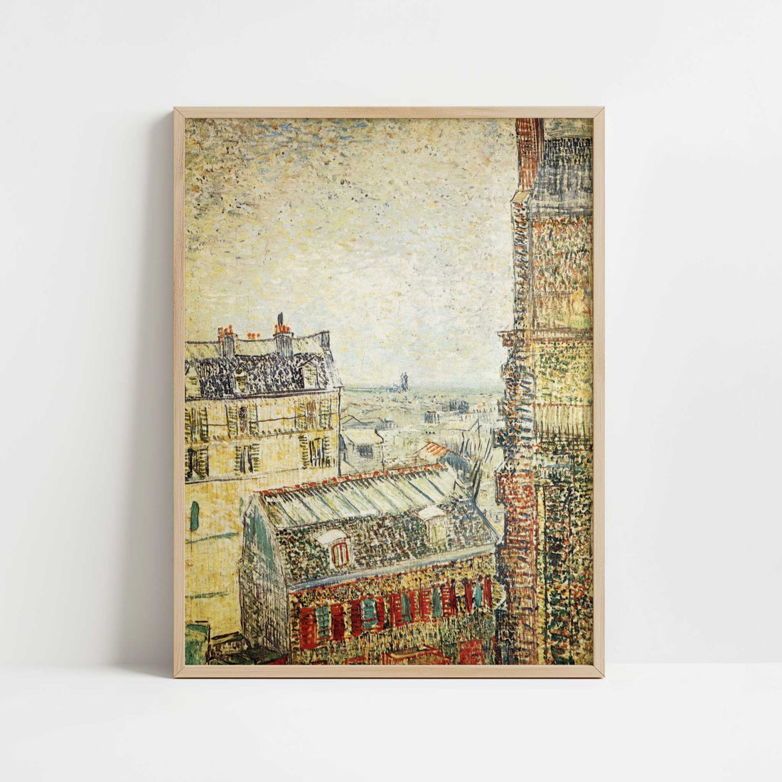 View across Paris from Vincent's Room (1887) by Van Gogh – Art Print - Art print in oak frame
