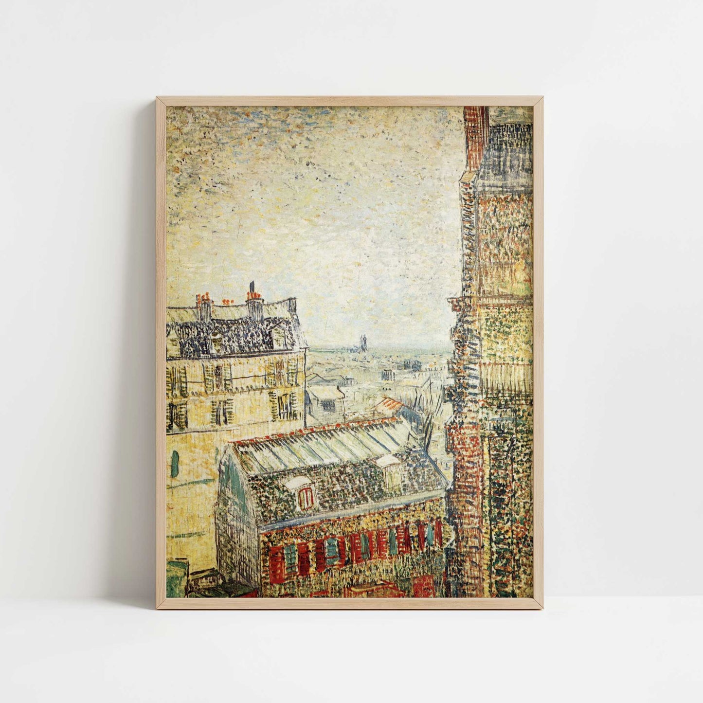 View across Paris from Vincent's Room (1887) by Van Gogh – Art Print - Art print in oak frame