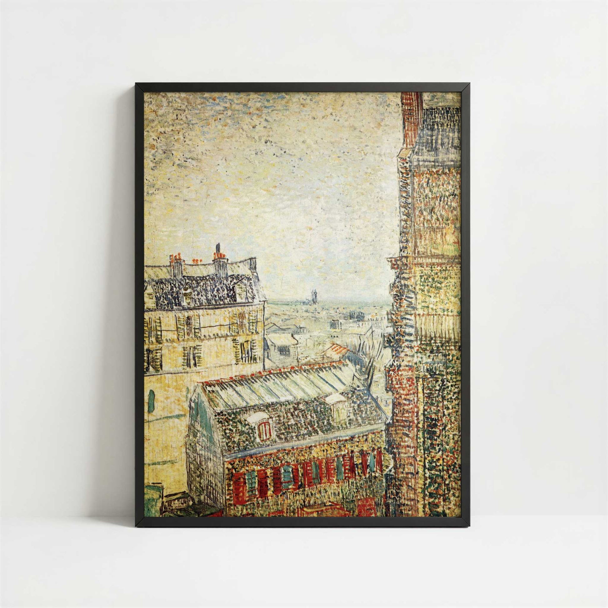 View across Paris from Vincent's Room (1887) by Van Gogh – Art Print - Art print in black frame